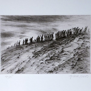 Etching &quot;The Way&quot; Drypoint Handprint Original Print