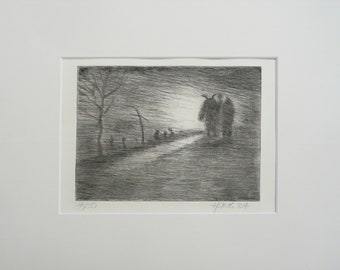 Etching with passepartout "Rauhnacht"