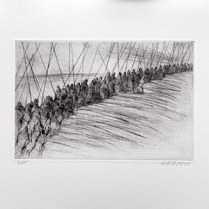Etching &quot;Puppet Warrior&quot; drypoint