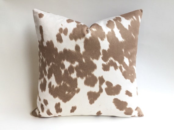 Faux Pony Hair Pillow Brown Cream Decorative Pillow Cover Etsy