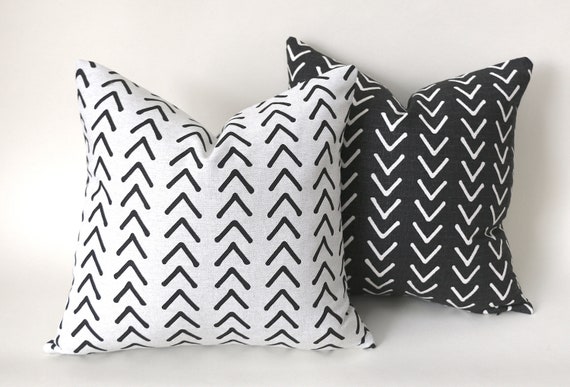 Greige Mudcloth Pillow Cover Flax White Mudcloth Pillow Cover 22x22 White