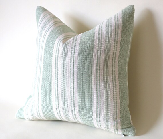 Green 20x20 French Striped Pillow 20x20 Ticking Pillow Cover Etsy
