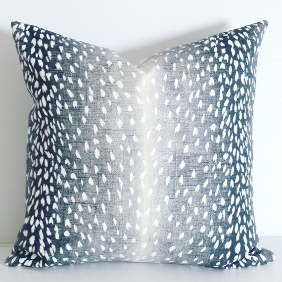 Navy Fawn Pillow Cover 20x20 Navy Pillow 20x20 Navy Accent Etsy