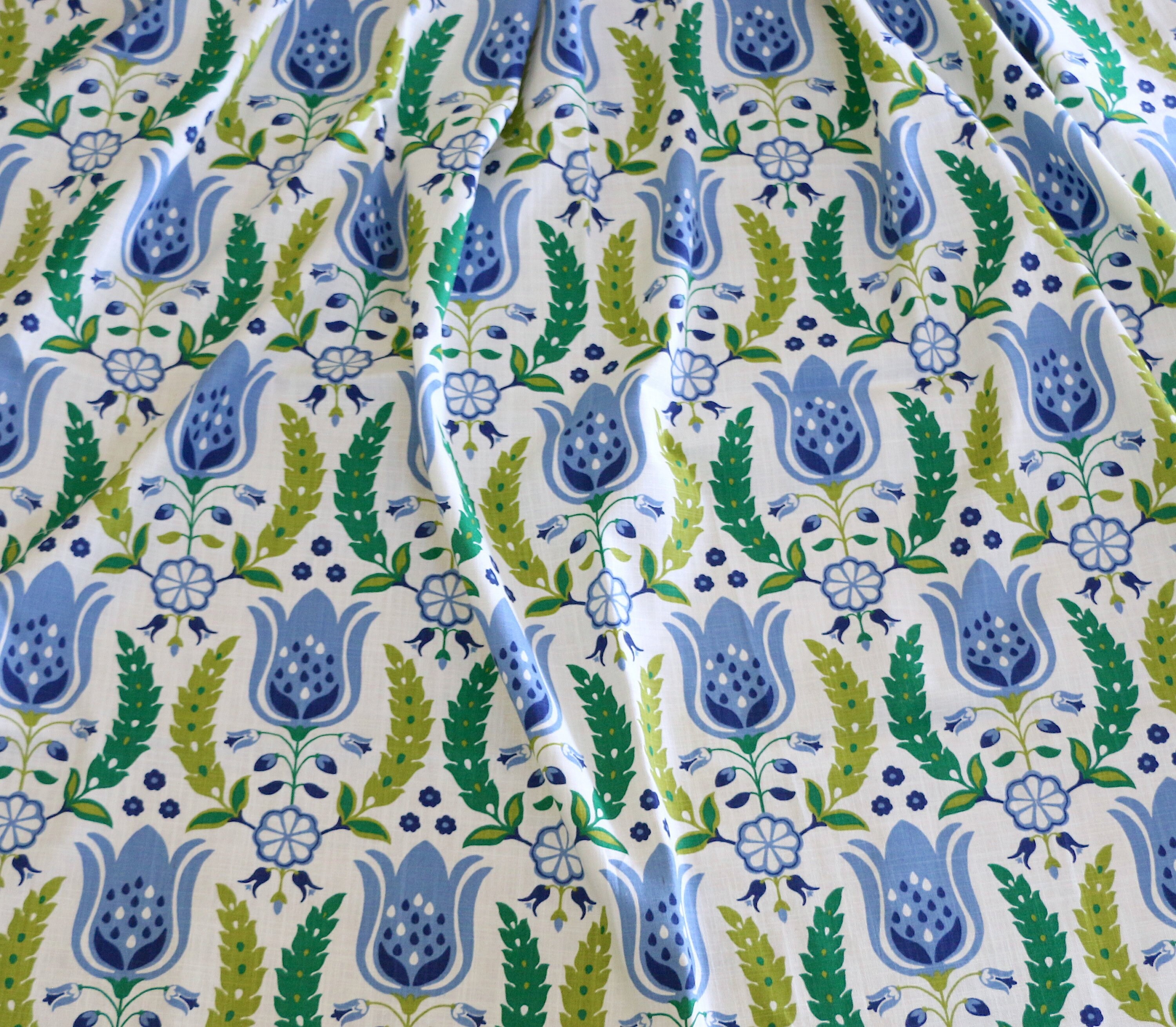 Tulip Fabric by the yard / Blue Home Decor Fabric / Dutch Etsy