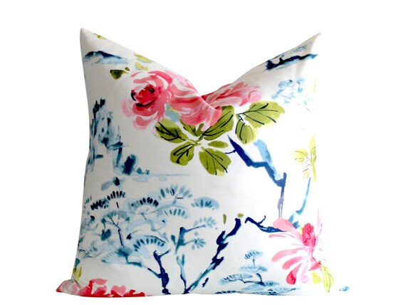 Pink Green Blue Pillow Cover 24x24 Euro Sham Extra Large Etsy