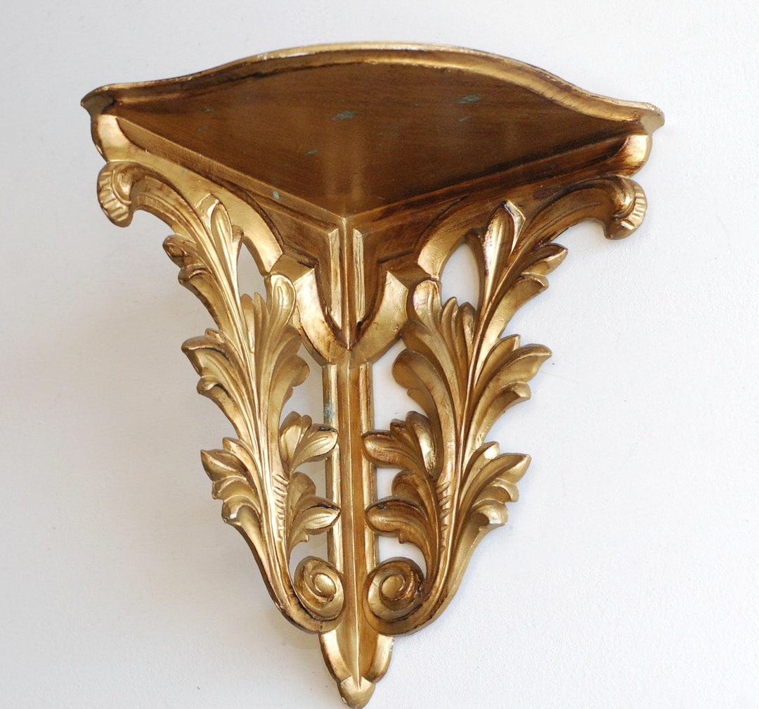 Vintage Corner Shelf Carved Wood Wall Shelf Pedestal Made in Etsy