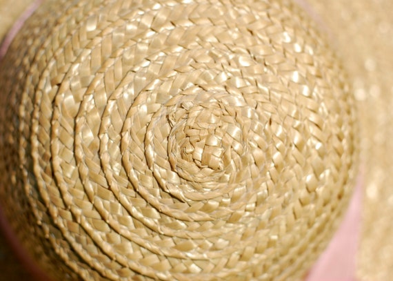 Vintage Straw Hat Wide Brimmed Woven Summer Hat W… - image 7