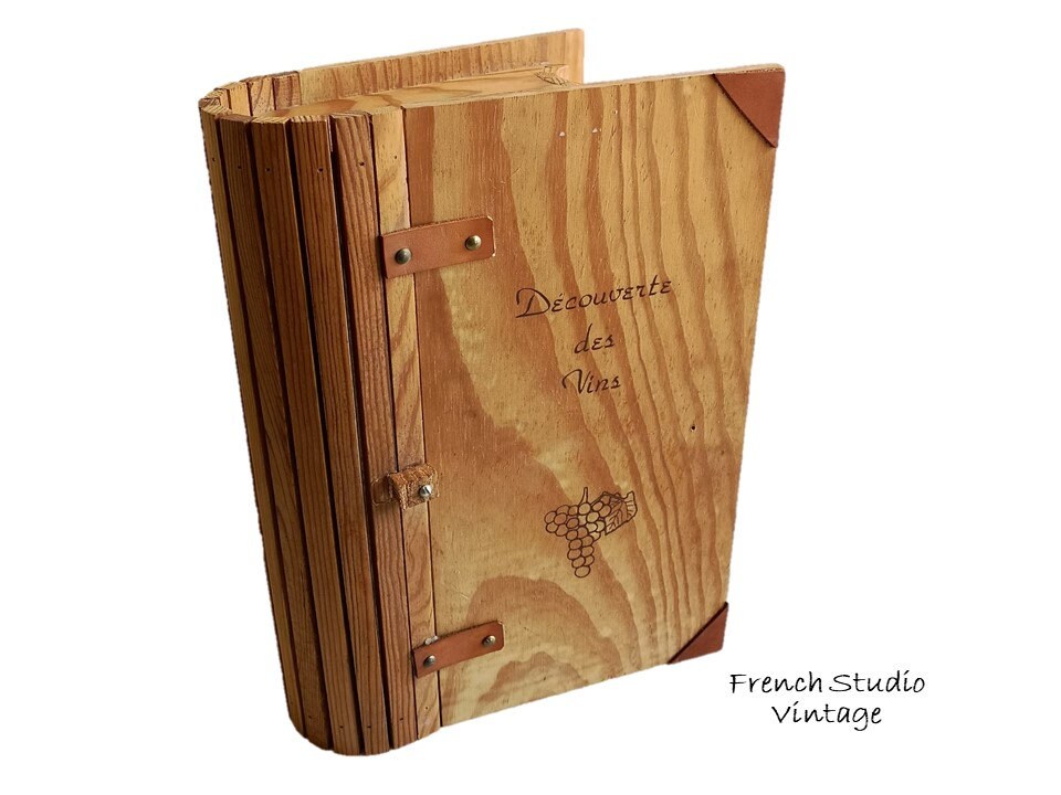 Vintage Français Boîte en Bois Stockage de Vin Caisse Livre Forme Home Decor Display Cadeau/Studio V