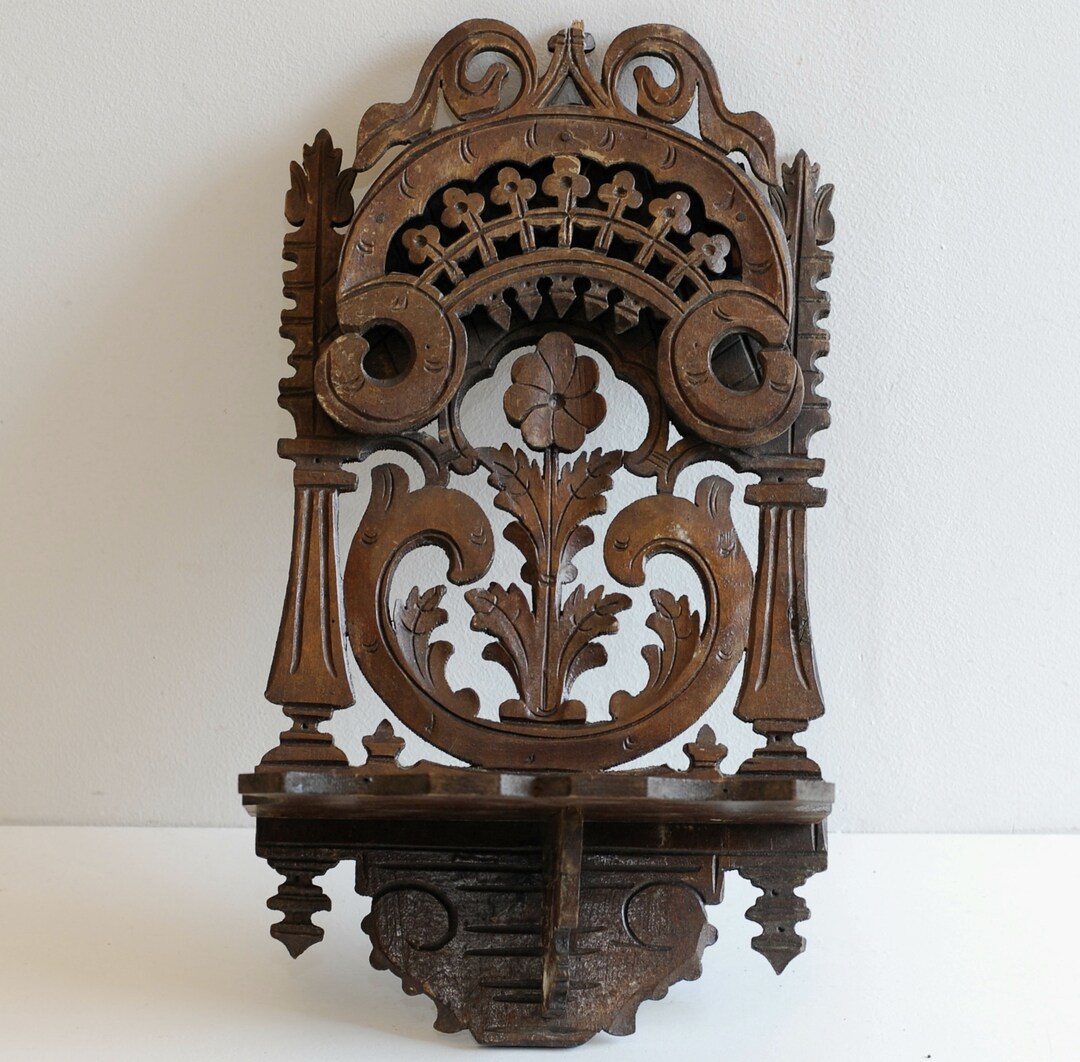 Antique French Shelf Wall Shelf Ornaments Display Carved Etsy