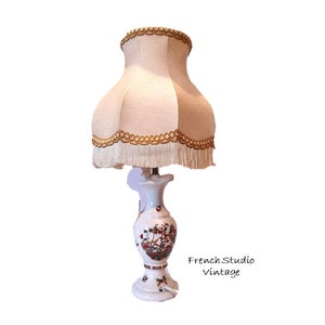 Vintage Ceramic Lamp Light with Fabric Lampshade Pitcher Style Table Lighting Home Decor/ French Studio Vintage image 1