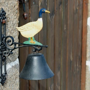 Vintage French Outdoor Bell Metal Garden Yard Bell Duck Image Double Side Display/ French Studio Vintage