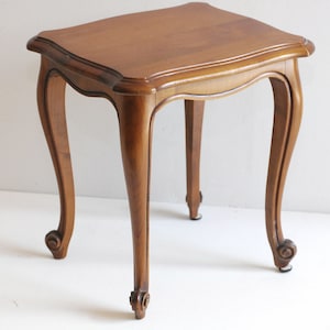 Vintage French Wood Side Table: Plant Stand ,Louis XV Style, Carved Legs