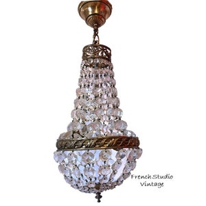 Vintage French Chandelier Ceiling Light With Glass Drops Paris Classic Ballroom Style Pendant Home Interior/ French Studio Vintage