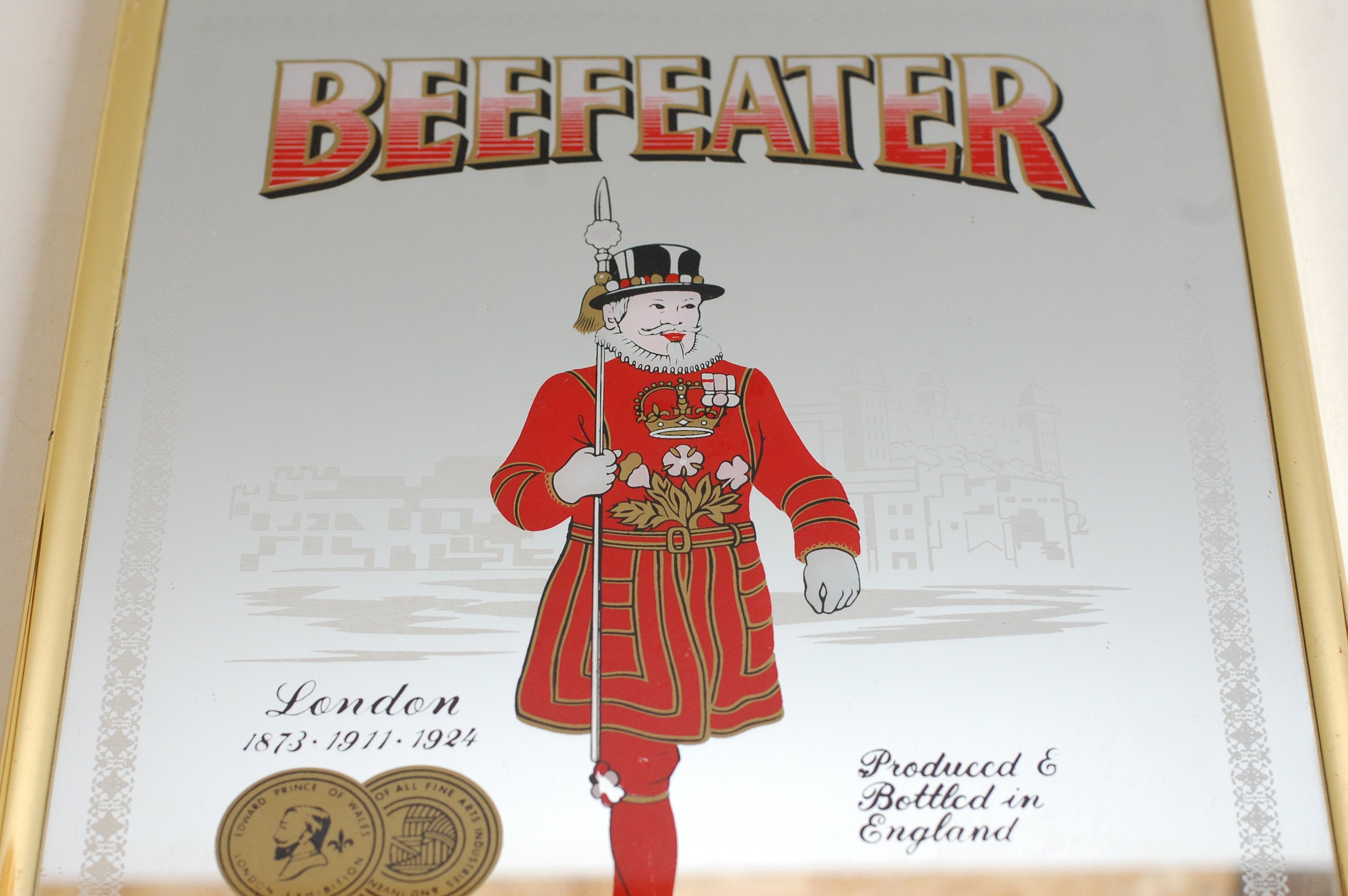 Vintage Beefeater London Gin Mirror Advertising Collectibles Spirits England 