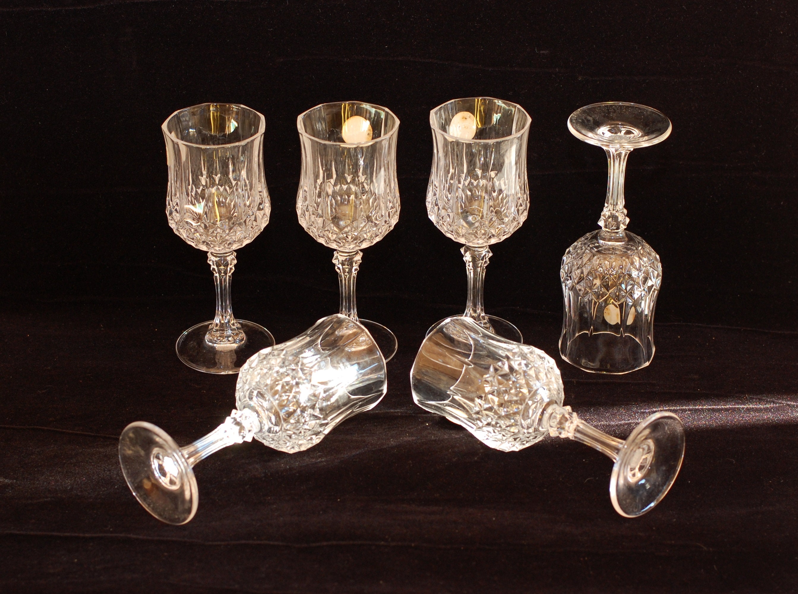 Vintage Français Verres en Cristal Whisky Verre à Liqueur Set de 6 12Cl 24% Lead Barware/studio Vint