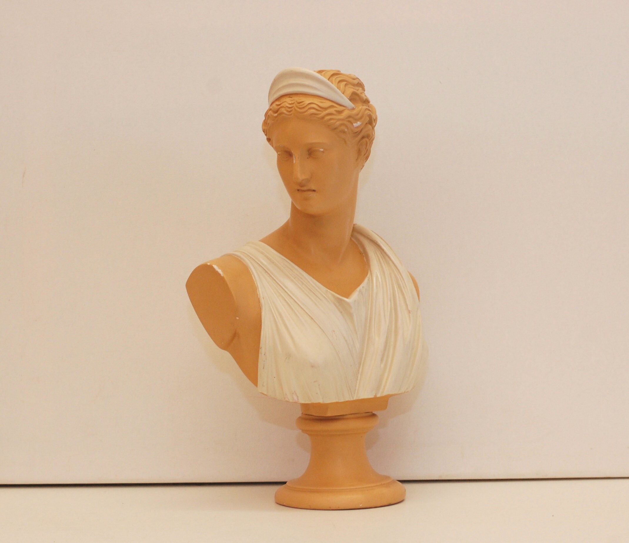 Vintage Roman Lady Buste Statue en Plâtre Sculpture Ornement Reproduction Art Ancien Affichage/Franç