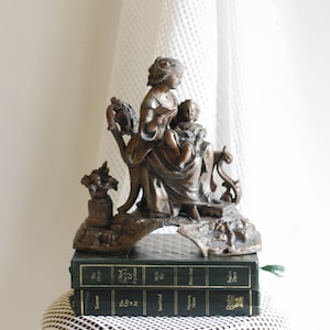 Vintage French Statue Bust Bronze Woman Childen Figurine Artnouveau Style Home Decor/Frenchstudiovintage