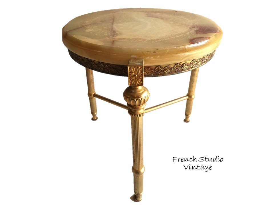 Vintage Français Marbre Table d'appoint Petite Basse Plante Stand Art Décor Meubles Home Decor Displ