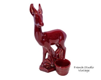 Vintage French Ceramic Deer Figure Statue Animal Ornament Art Decor Display / French Studio Vintage