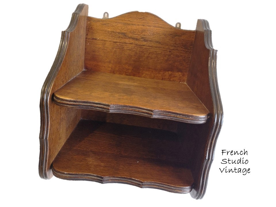 Vintage Français Wood Shelf Wall 2 Tier Range Rangement Home Decor Display/studio Vintage
