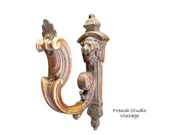 Antique French Wall Coat Hanger Rack Hook  Bronze  Lion Head Ornate Wall Hardware Decor Display/ French Studio Vintage