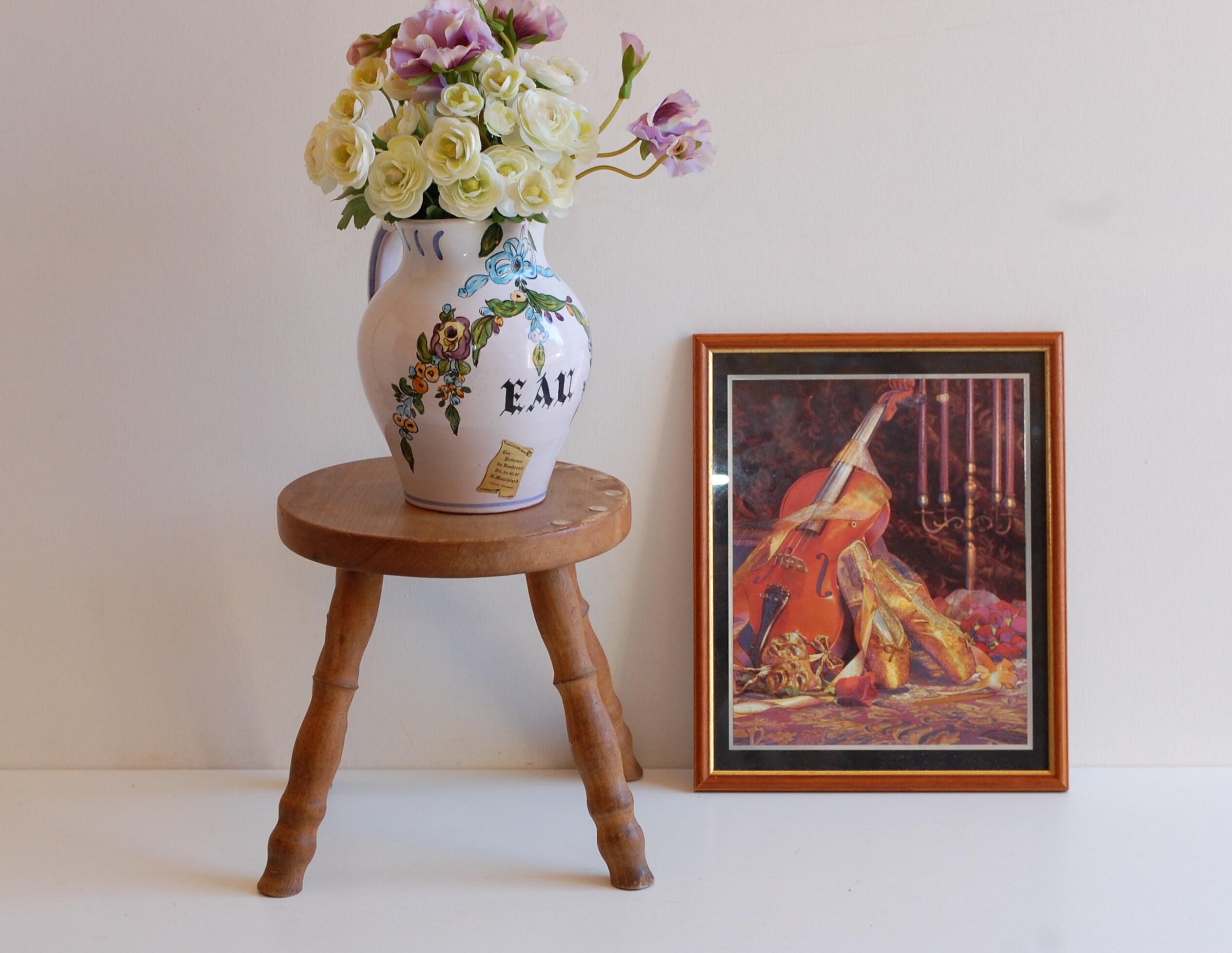 French Antique Stool シャルロットペリアン Vintage French Wooden Stool Small Chair Plant Stand Display