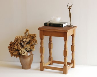 Vintage French Beech Wood Side Table, Plant Stand