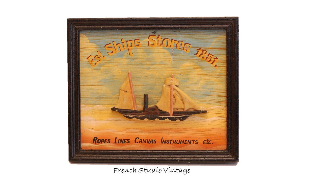 Panneaux Muraux en Bois Vintage 3D Signes de Plaque Navire Sculptés à La Main Accrochage Mural Art D