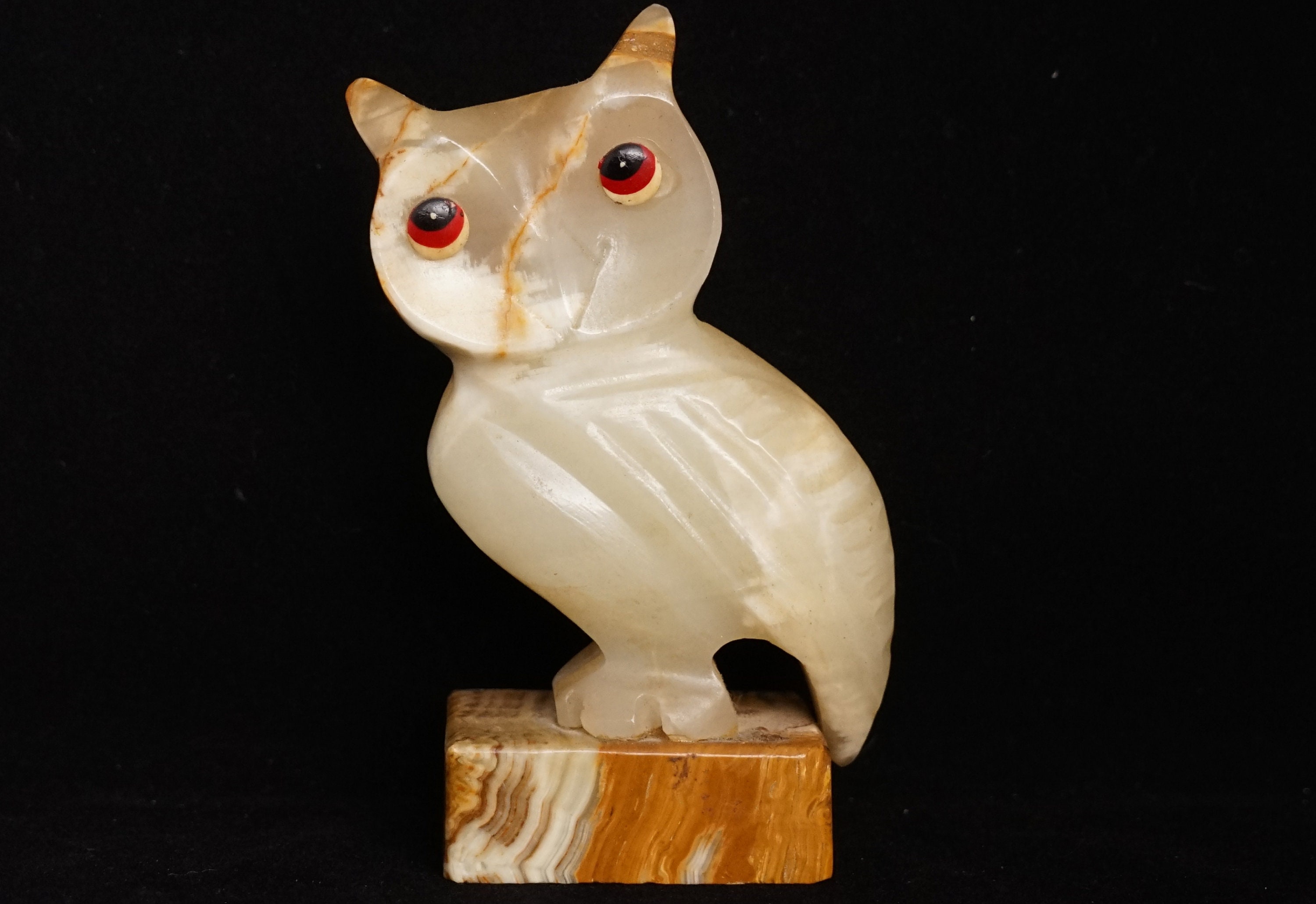 Vintage Marble Owl Figurine Sculpture Sculptée Collectors Ornements Affichage Cadeau/Français Studio