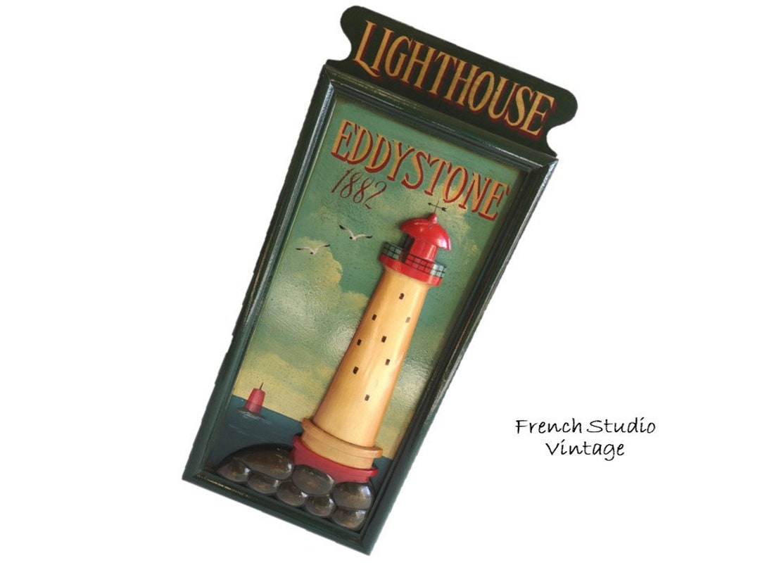 Vintage Eddystone Lighthouse Signs,wood Wall Hanging: Large 30