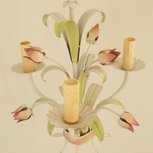 Vintage French Floral Chandelier Ceiling Light and 2 Wall Lights Set Metal Flower Design Home Decor/ French Studio Vintage