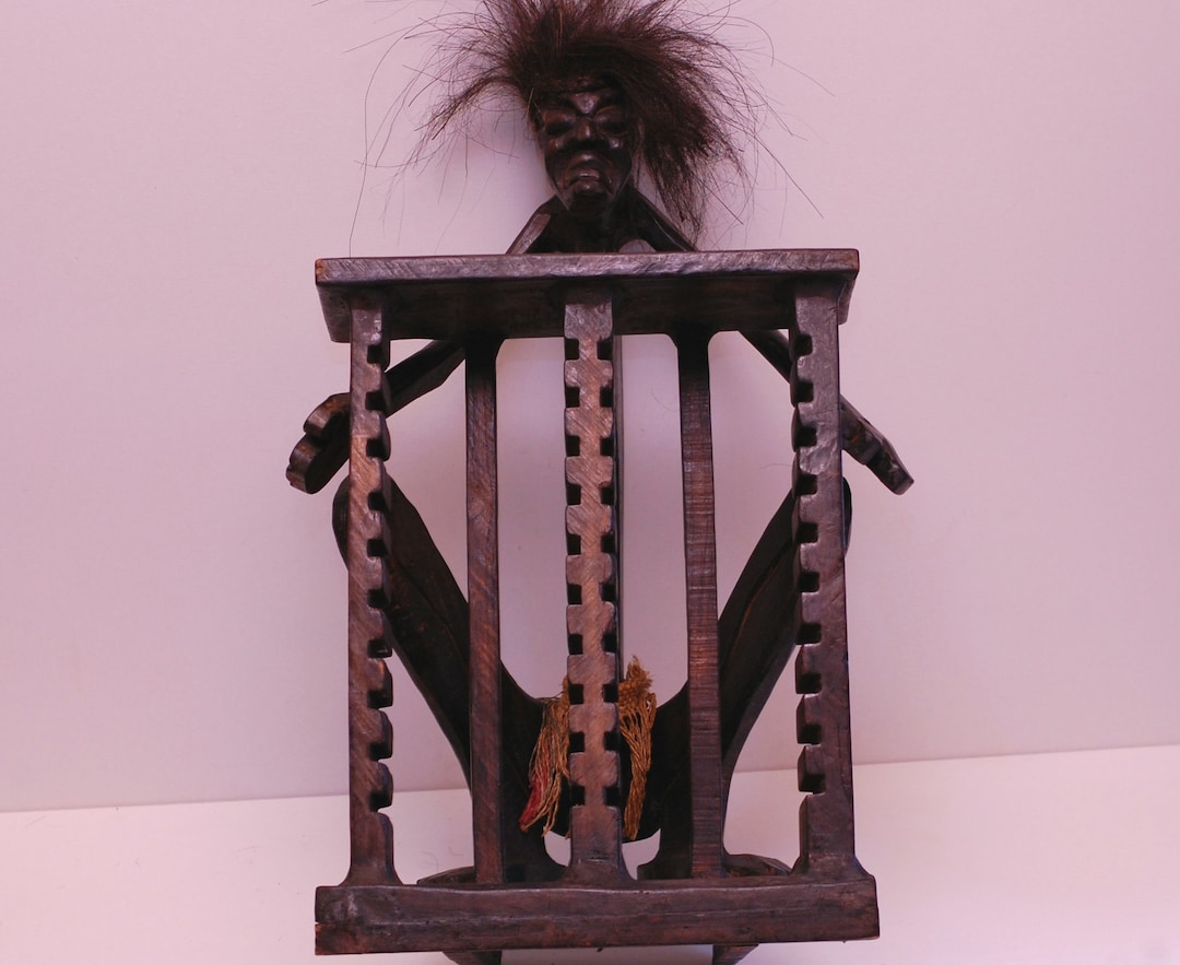 Vintage African Large Shelf Carved Figurine Natural Wood Ornaments With ...