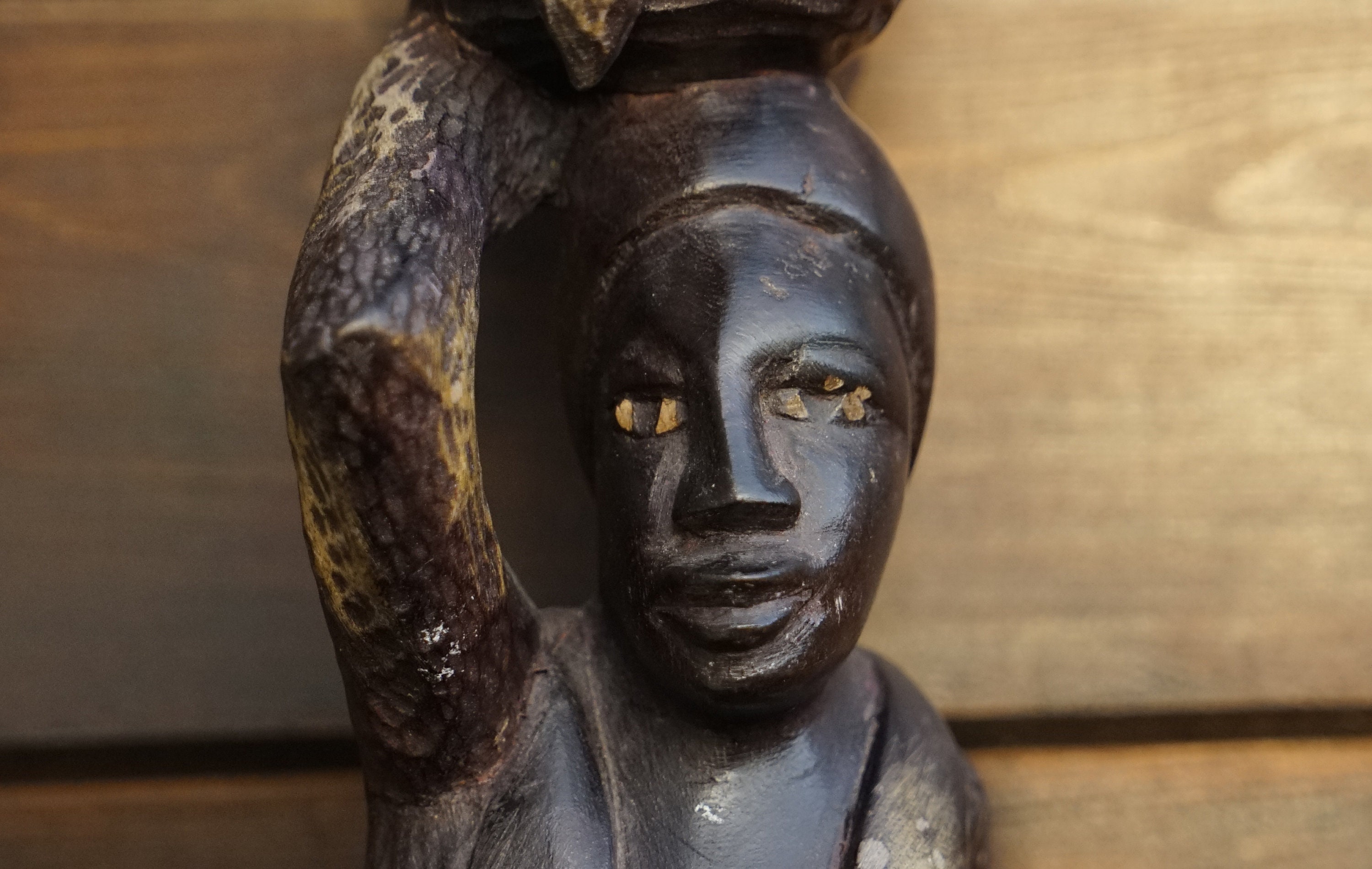 Vintage Large Wooden African Statue Figurine 18.5 Hand Etsy