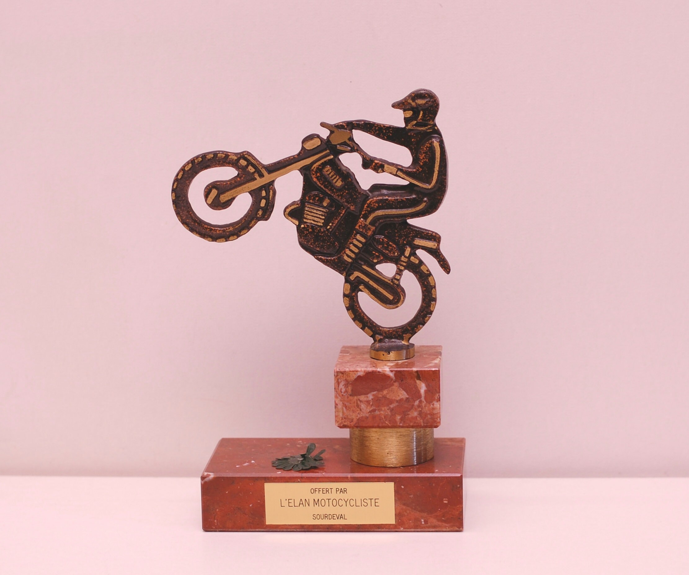 Vintage Français Motocycliste Figurine Marbre Métal Sculpture Sport Événement Ornements Affichage Ca