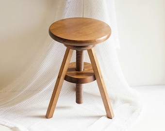 Vintage French Stool,Piano Chair,Adjustable Pedestal
