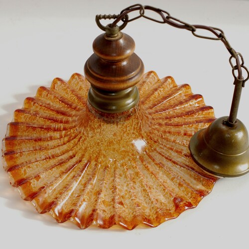 Vintage French Pendant Light Ceiling Light Murano shops Style Glass Shade Mid Century Home Decor Display/ French Studio Vintage