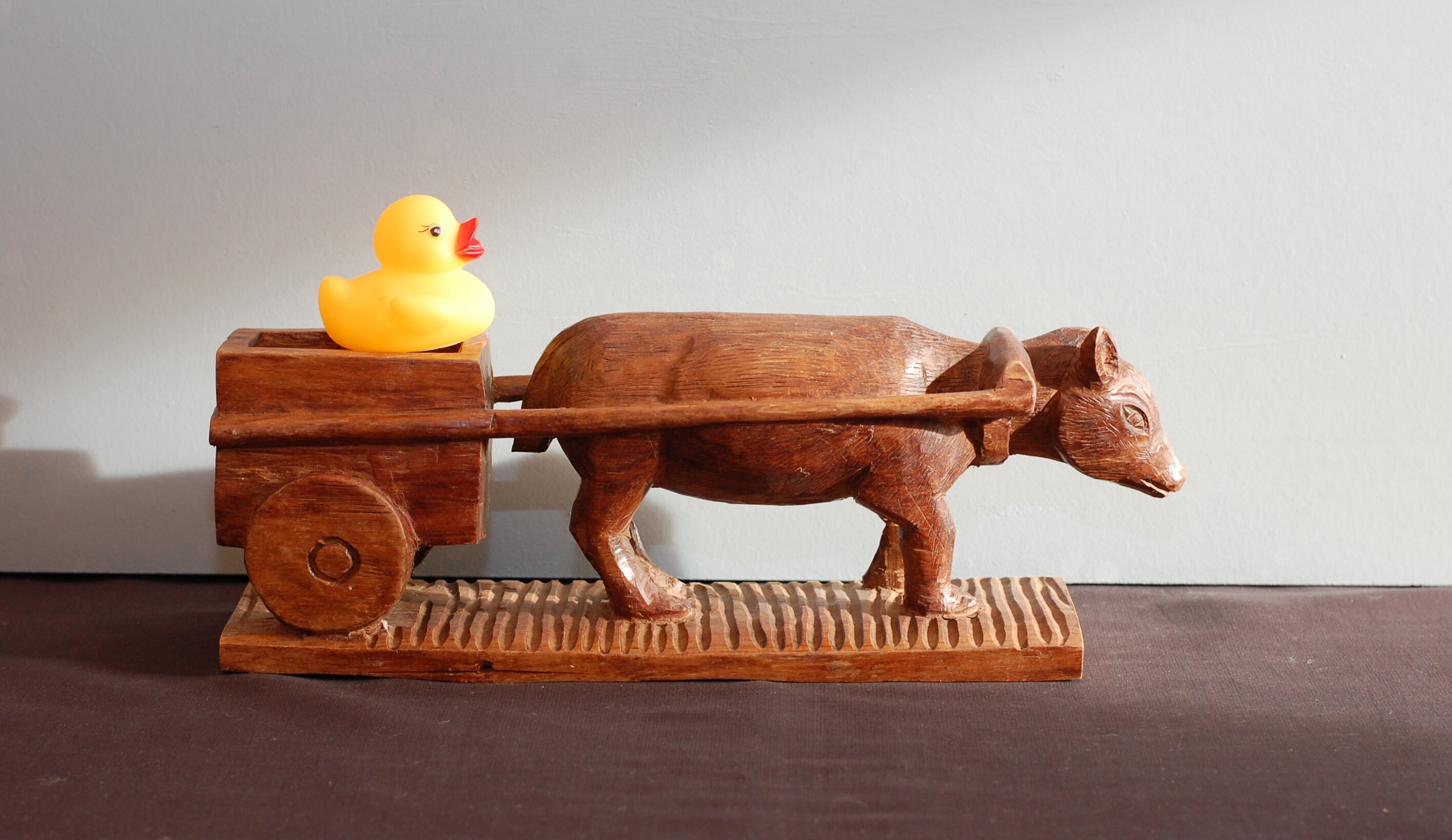 Vintage Bois Sculpté Vache Figurine Sculpture Folk Art Décor Ornements Affichage Cadeau/Français Stu