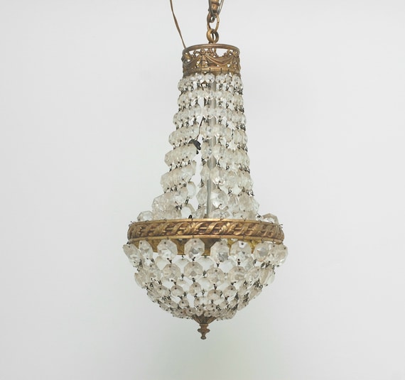 Vintage French Chandelier: Glass Droplet,Paris Ballroom Style