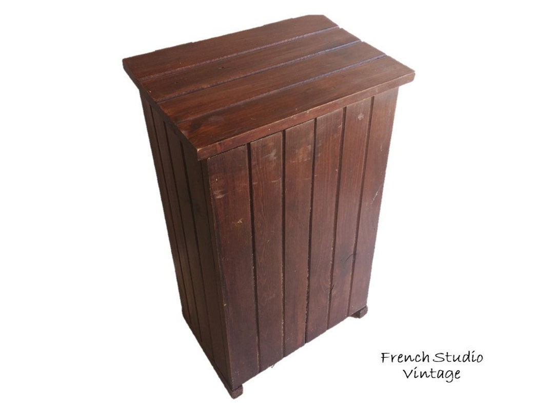 Vintage French Large Wooden Box Chest Kitchen Storage Box Natural Wood / French Studio