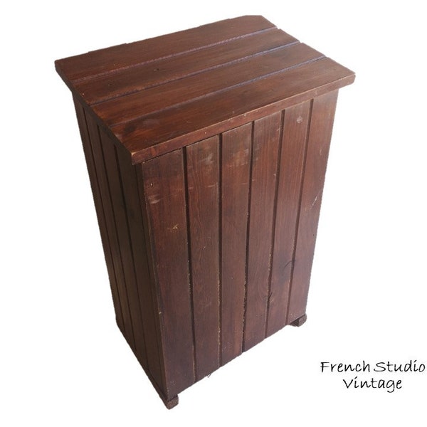 Grande boîte en bois française vintage, commode, boîte de rangement de cuisine en bois naturel / studio français vintage