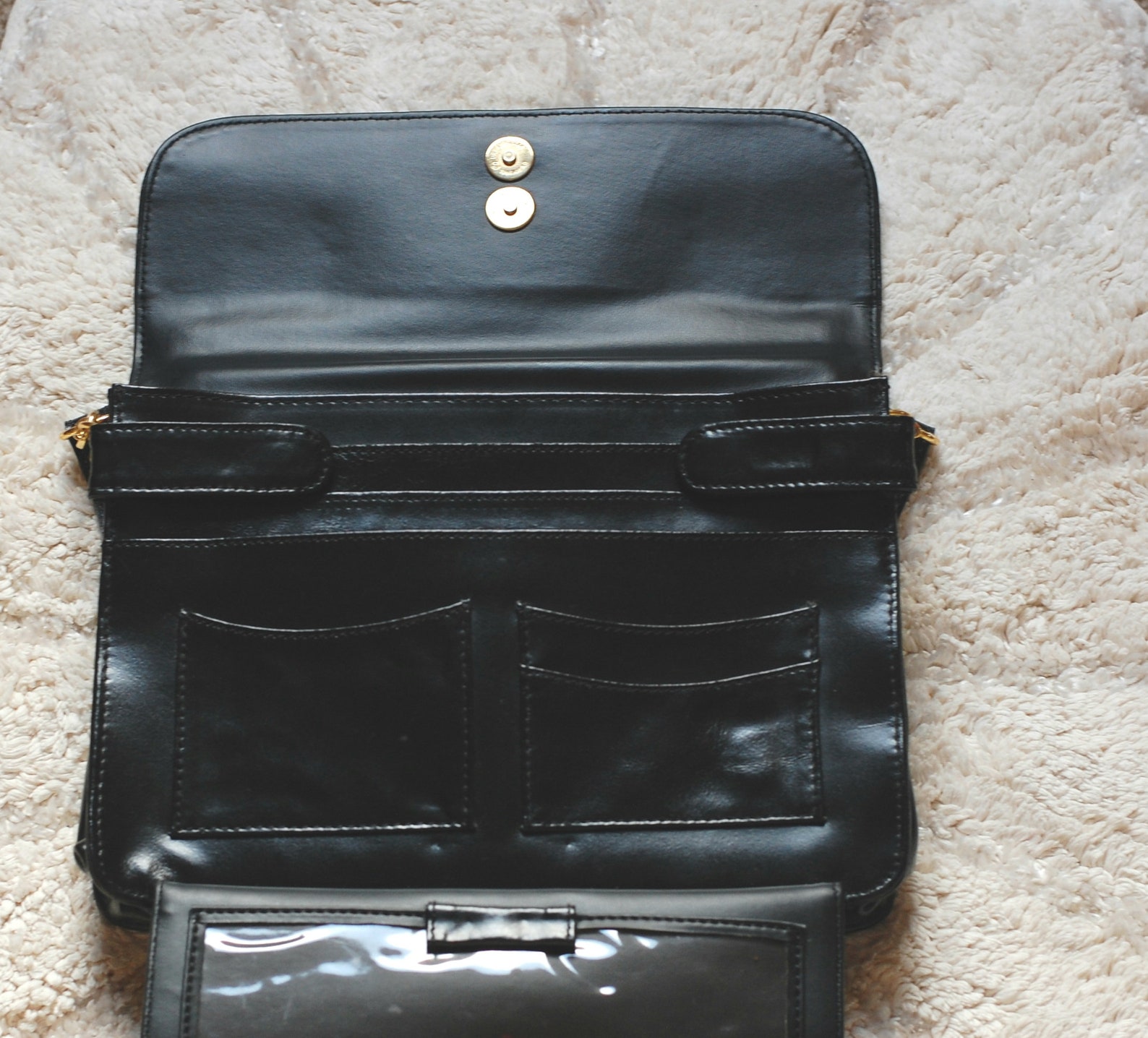 Vintage Black Leather Bag Shoulder Bag Pierre Cardin Classic Etsy