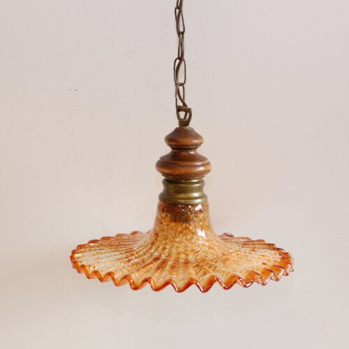 Vintage French Pendant Light Ceiling Light Murano shops Style Glass Shade Mid Century Home Decor Display/ French Studio Vintage