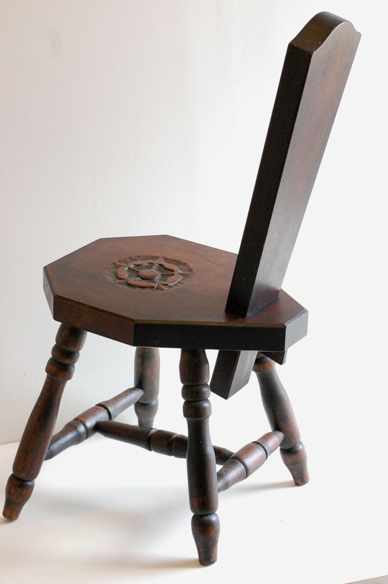 FrenchStudioVintage Carved Oak Stool/Chair