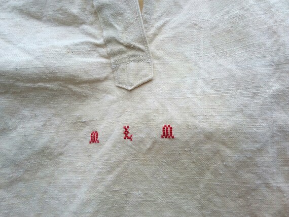 French Antique Linen Dress Work Dress Smocks Hemp