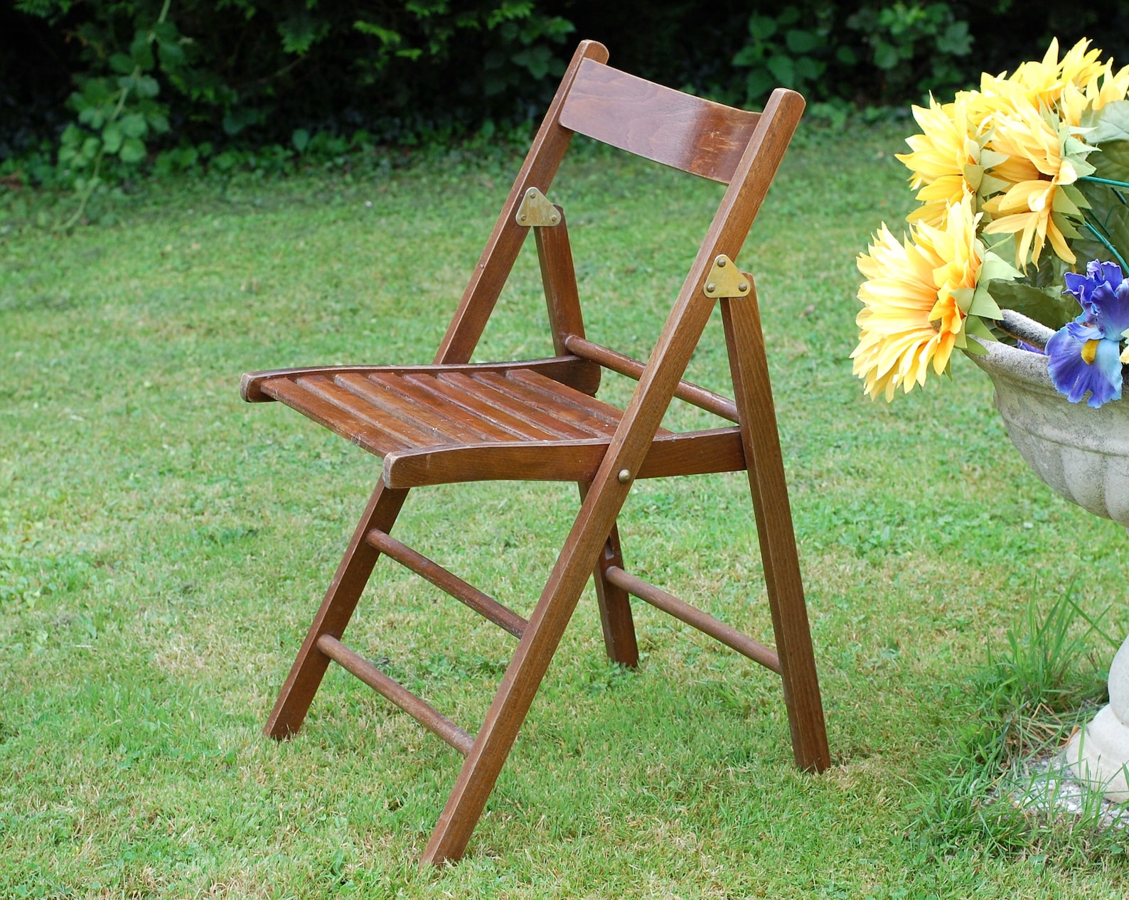 Vintage French Wooden Folding Chair Garden Chair Mid Century Etsy