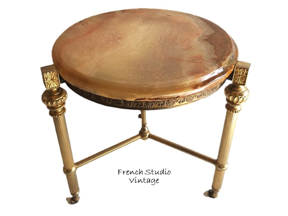 Vintage Français Marbre Table d'appoint Petite Basse Plante Stand Art Décor Meubles Home Decor Displ