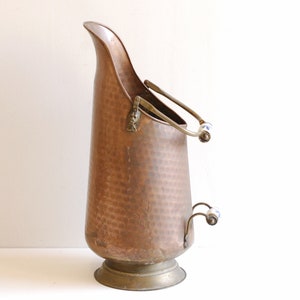 Vintage French Copper Umbrella Stand Stick Stand Coal Scuttle Lion Head Entryway Storage Hammered Furniture/French Studio Vintage