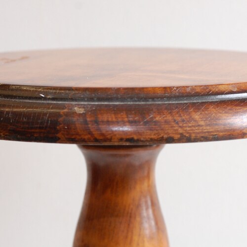 Vintage French Wood Side Table Display Pedestal Plant Ornaments Stand With Turned Column shops Base Heavy Natural Wood Furniture Home Decor