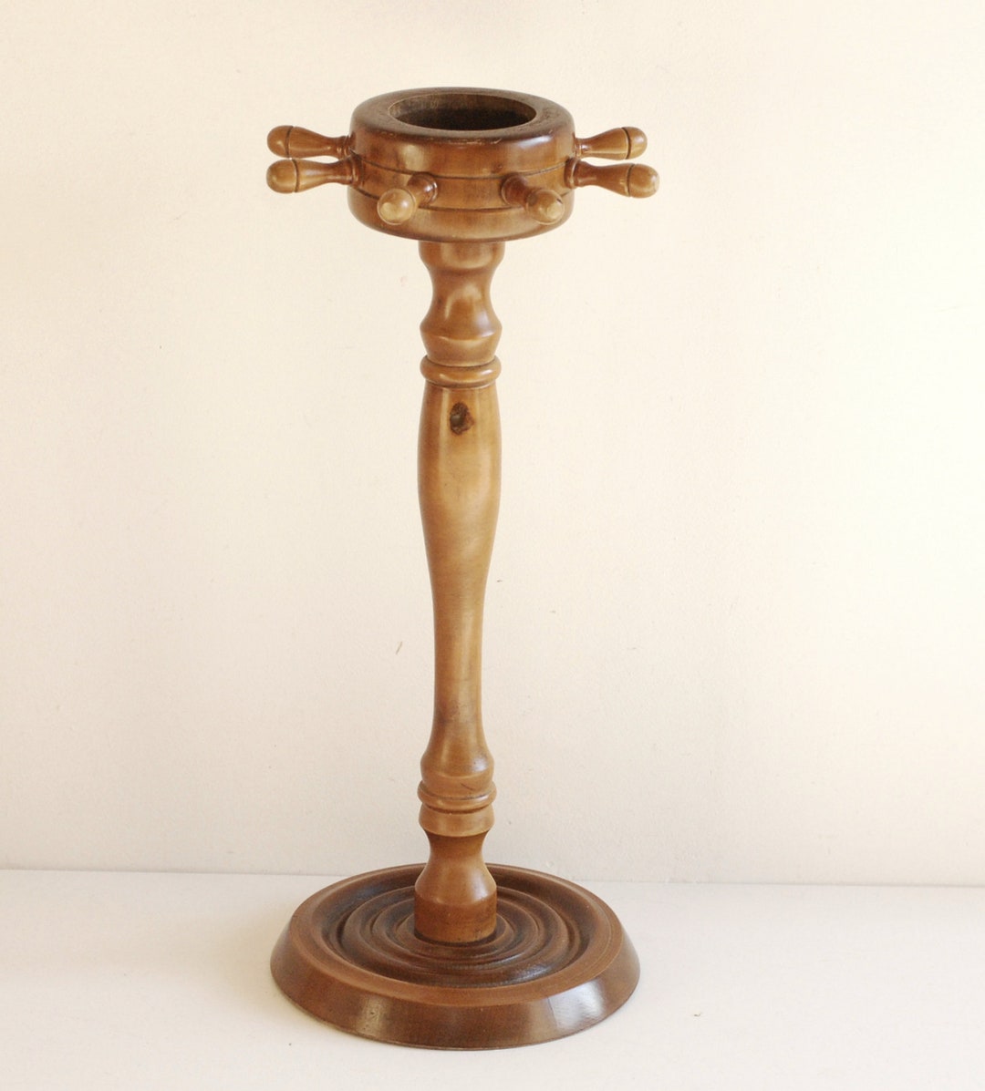 Vintage French Wood Ashtray Pedestal Style Plant Stand Carved Natural ...