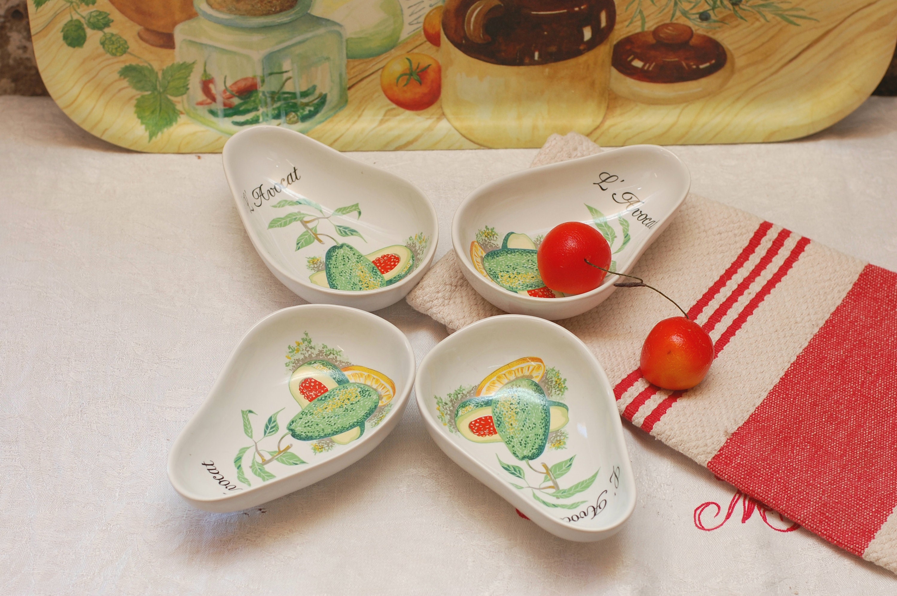 Vintage Français Porcelaine Petit Plat de Service Bibelot Assiette Bols Ensemble 4 Cuisine Décor/stu